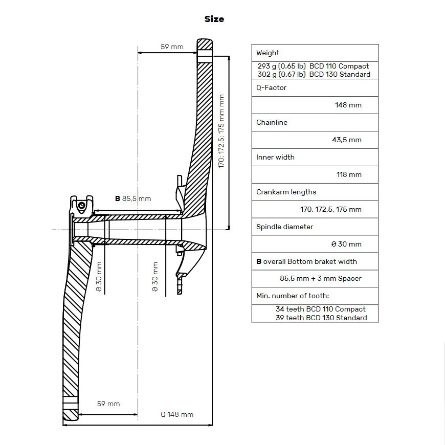 THM Clavicula SE Road Carbon Crank - 110mm BCD Compact - Matt Black 5 THM Clavicula SE Road Carbon Crank - 110mm BCD Compact - Matt Black - Afbeelding 3