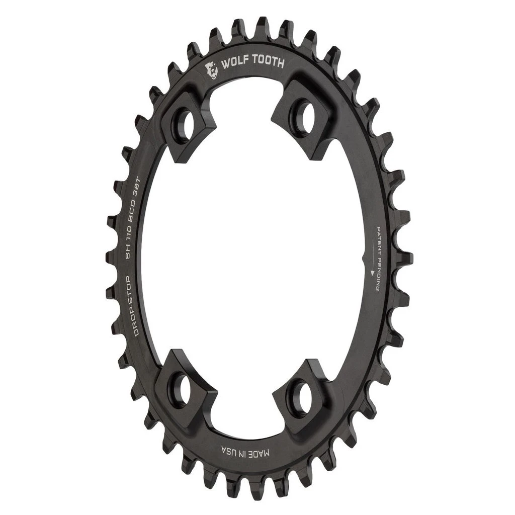 Wolf-tooth Wolf Tooth Single Chainring For Shimano 110 BCD Asymmetric 4-Bolt - Drop Stop B - Black 5 Wolf-tooth Wolf Tooth Single Chainring For Shimano 110 BCD Asymmetric 4-Bolt - Drop Stop B - Black - Afbeelding 3