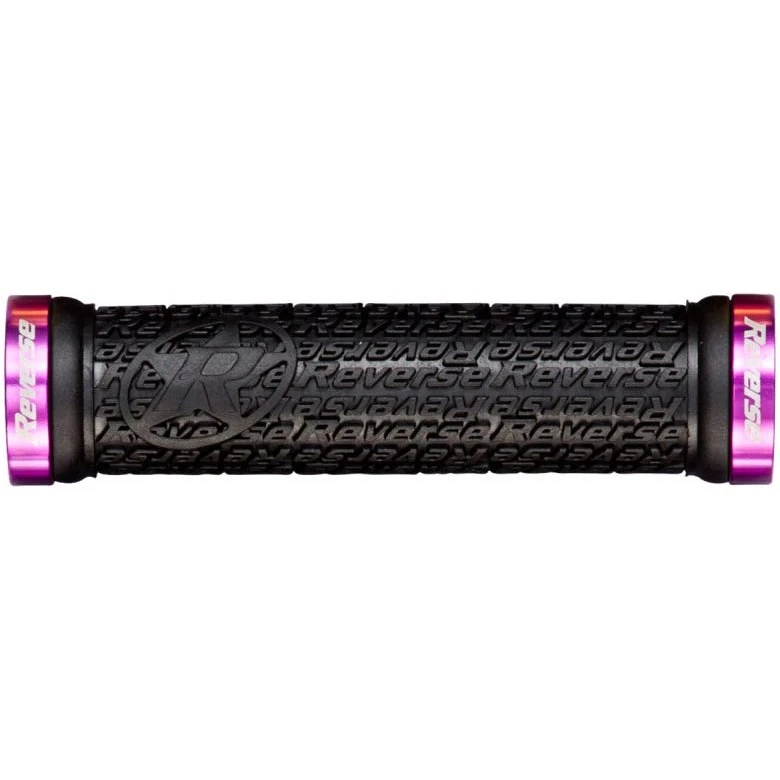 Reverse Components Stamp Lock On Grips - 30mm - Black / Purple 3 Reverse Components Stamp Lock On Grips - 30mm - Black / Purple