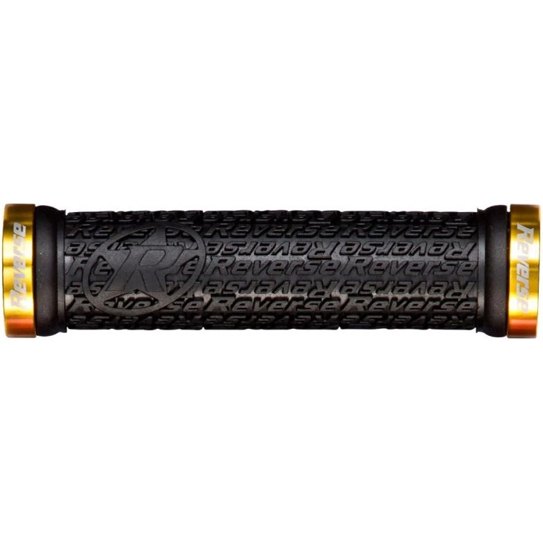 Reverse Components Stamp Lock On Grips - 30mm - Black / Gold 3 Reverse Components Stamp Lock On Grips - 30mm - Black / Gold