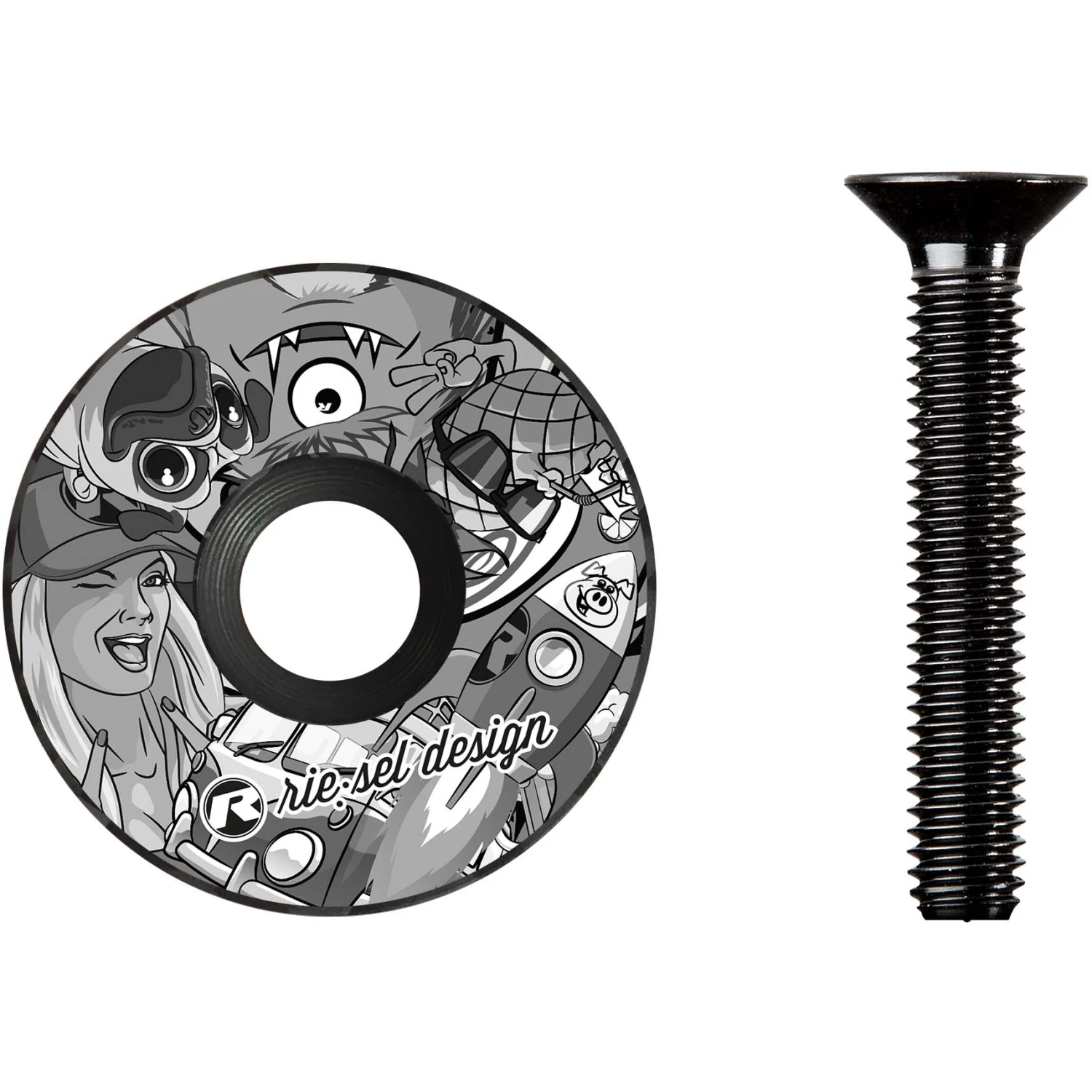 Rie:sel Design Stem:cap Carbon Ahead Kap - Stickerbomb Eyecatcher Ultra Black 3 Rie:sel Design Stem:cap Carbon Ahead Kap - Stickerbomb Eyecatcher Ultra Black