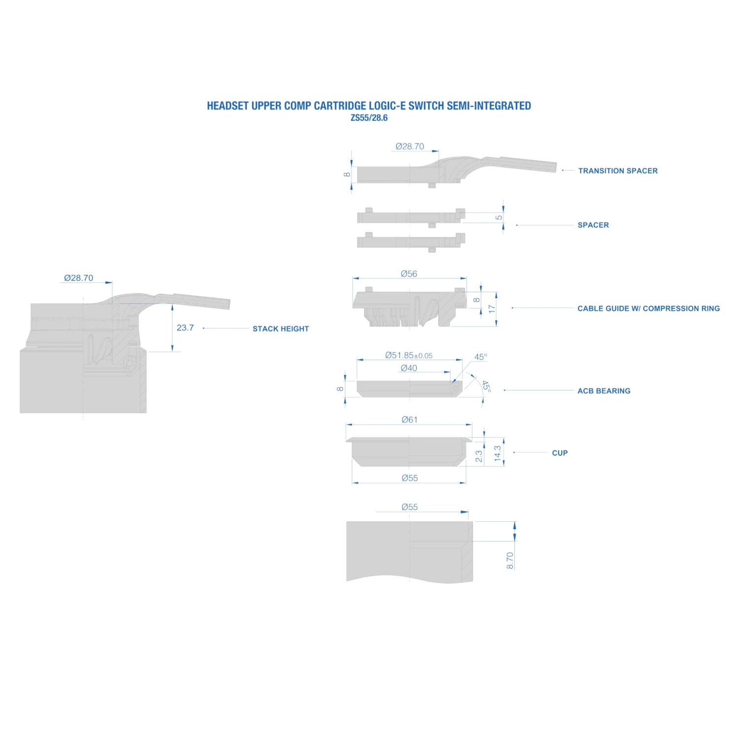Ritchey Comp Cartridge Headset Upper Part For Switch Stem - Semi-Integrated - ZS55/28.6 5 Ritchey Comp Cartridge Headset Upper Part For Switch Stem - Semi-Integrated - ZS55/28.6 - Afbeelding 3