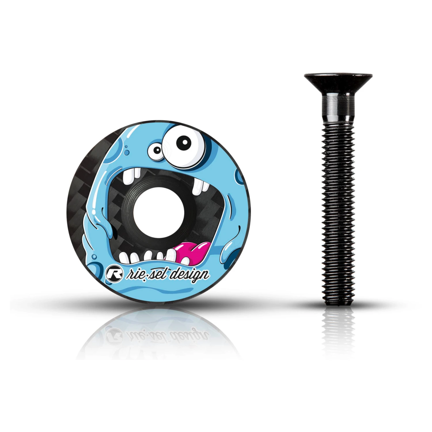 Rie:sel Design Stem:cap Carbon Ahead Kap - Monster Blue 3 Rie:sel Design Stem:cap Carbon Ahead Kap - Monster Blue